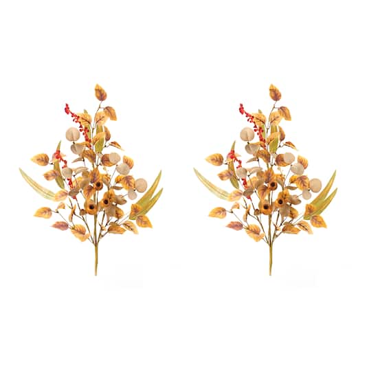 Mixed Fall Foliage Pod Sprays, 2ct. By Melrose in Orange/Green | 30" | Michaels®